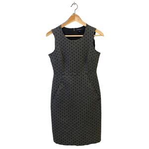 Lands End Polka Dot Gray Pencil Skirt Short Professional Work Dress 6